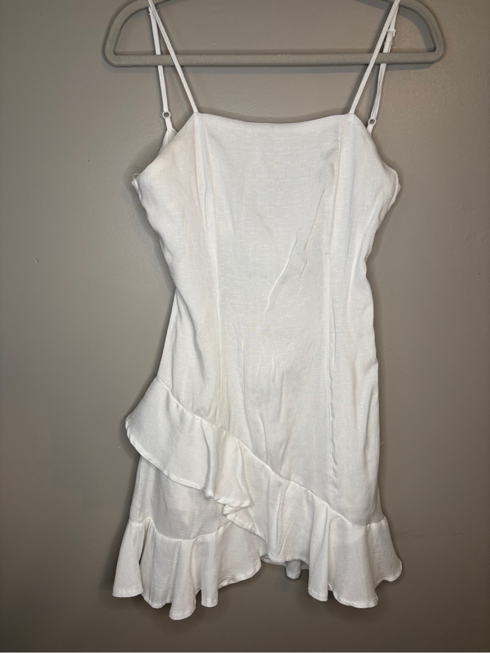 Blue Rain White Ruffle Hem Mini Dress